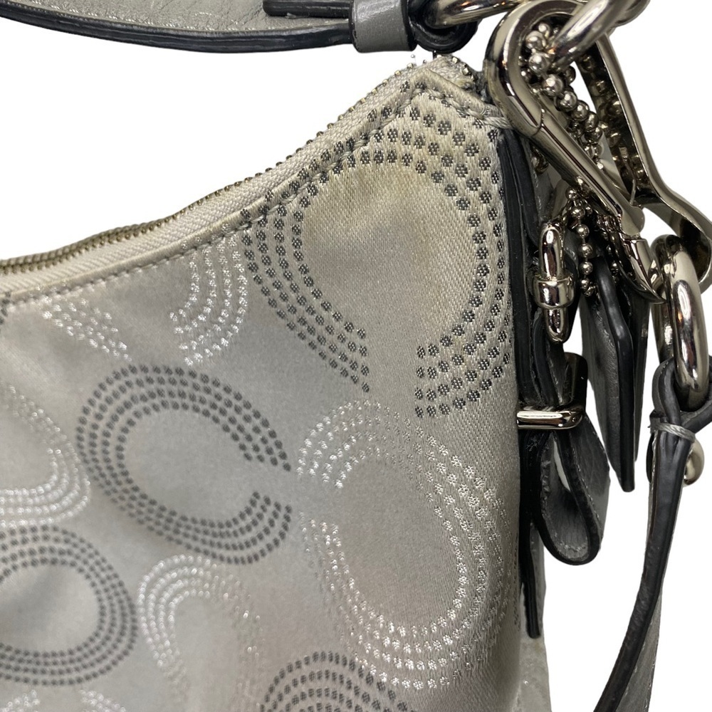 Coach Handbag Crossbody Silver Signature C - Picture 3 of 12